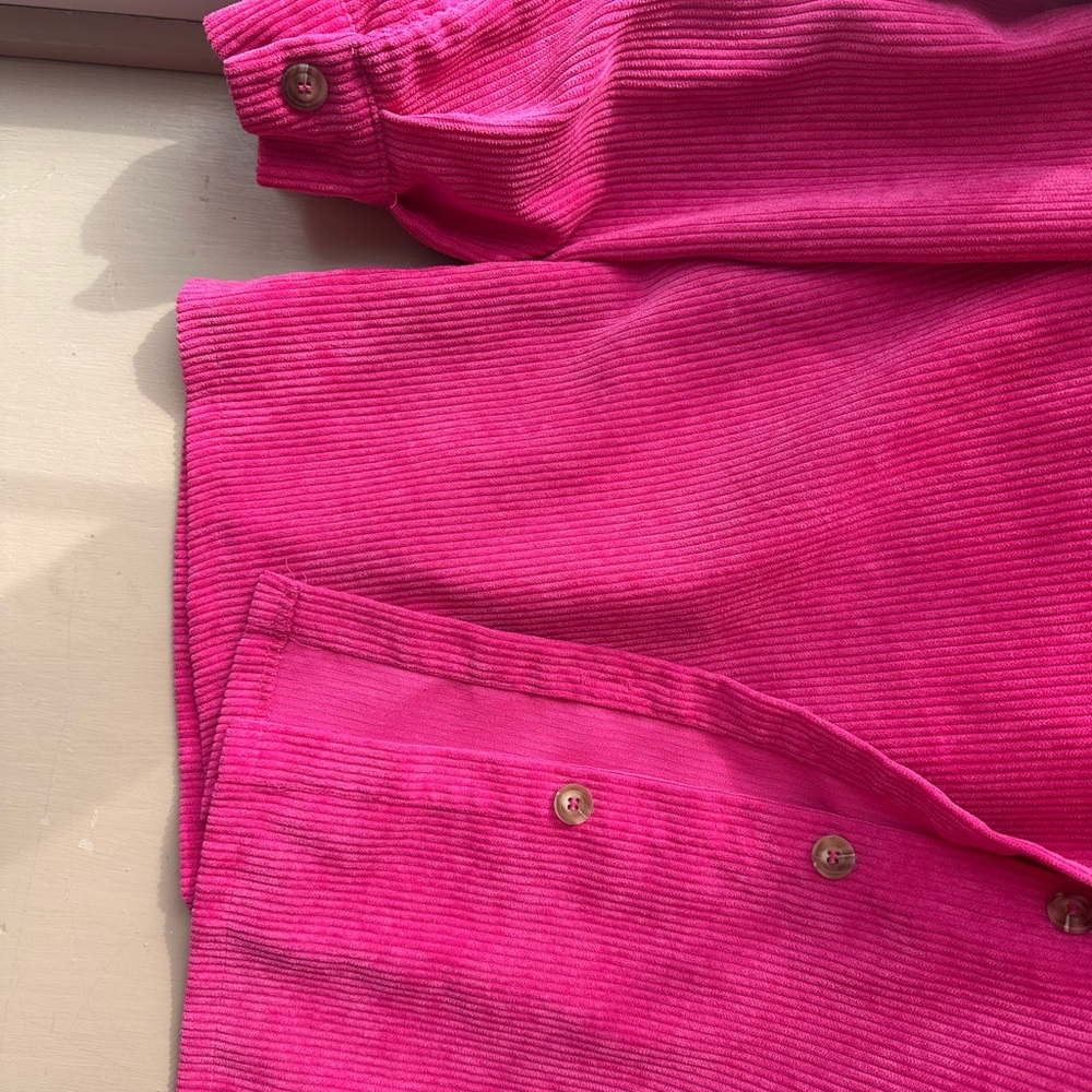 Bold Hot Pink Corduroy Button-Up Shirt - Picture 5 of 8